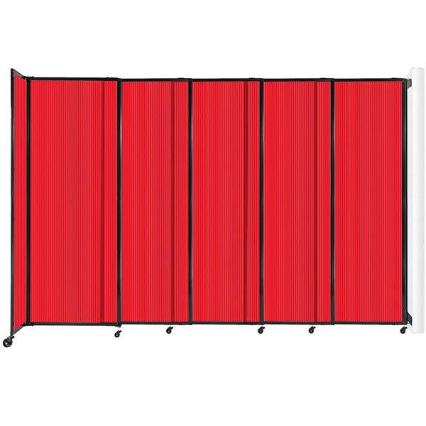 A red room divider with black lines.
