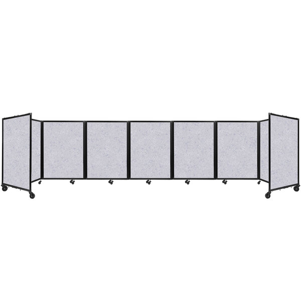 A long shot of a marble gray Versare SoundSorb folding room divider.
