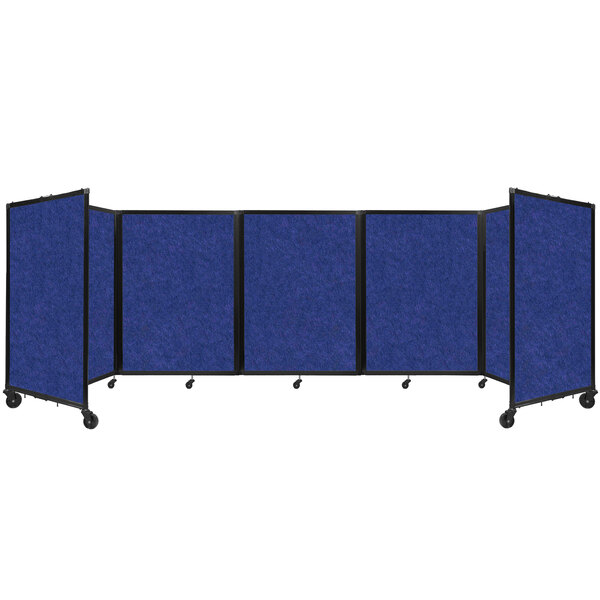 A Versare blue SoundSorb room divider with black trim.