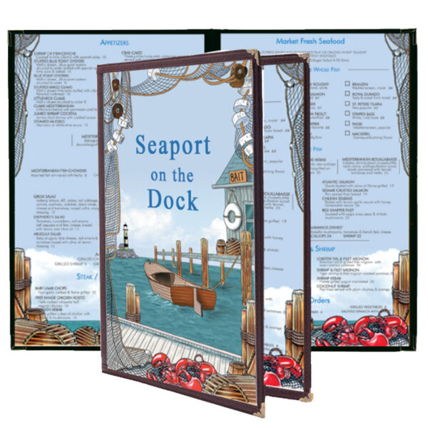 Choice 8 1/2" x 11" Menu Paper Seafood Themed Port Design Right