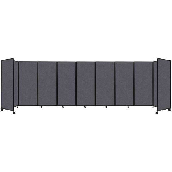 A dark gray rectangular Versare SoundSorb room divider with black trim.