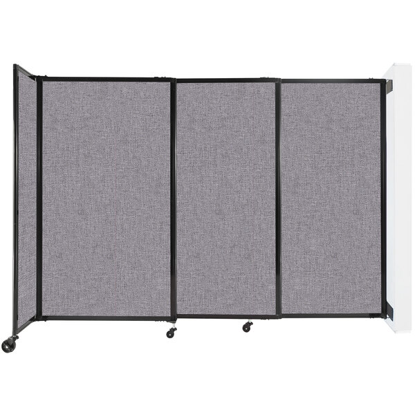 A Versare Cloud Gray wall-mounted sliding room divider with three panels.