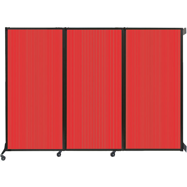 Versare Red Poly Wall-Mounted Quick-Wall Folding Room Divider