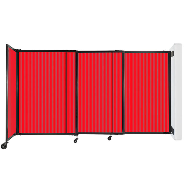 Versare Red Poly Wall-Mounted StraightWall Sliding Room Divider