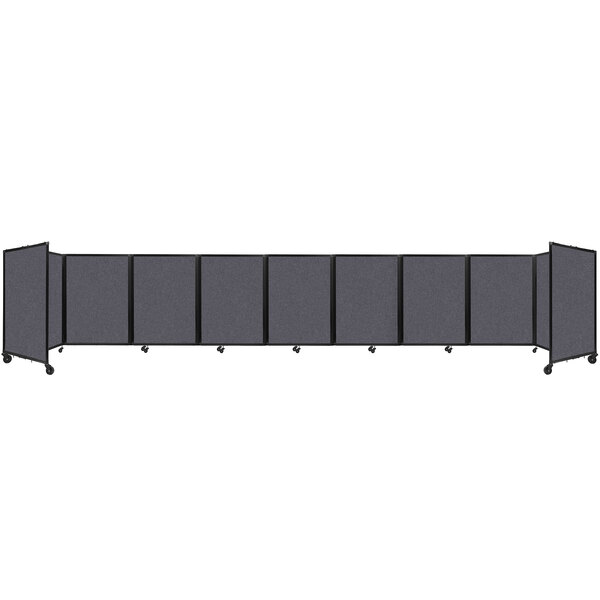 A dark gray Versare SoundSorb folding room divider with four panels.