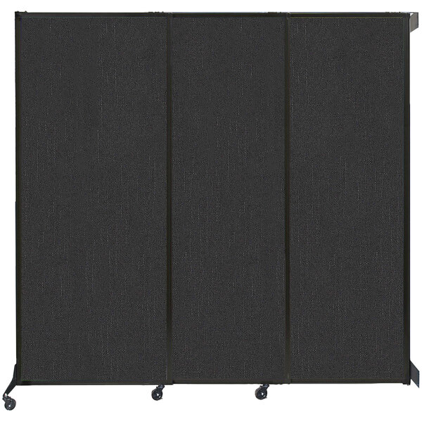 A black Versare wall-mounted sliding room divider.