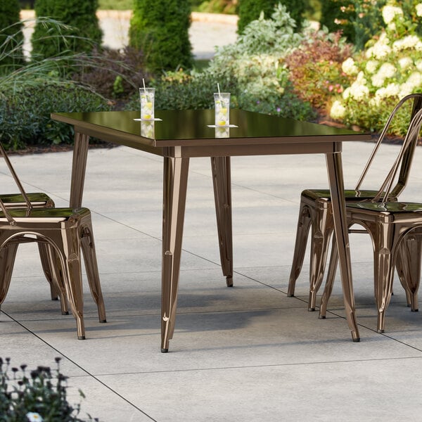 Lancaster Table & Seating Alloy Series 63" x 32" Copper Standard Height Outdoor Table