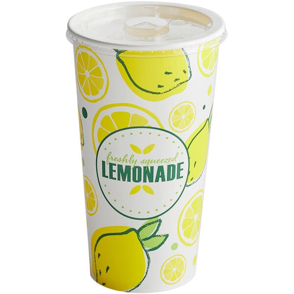 Lemonade Cup - 32 oz. Plastic Cup with lid and straw