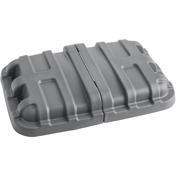 A grey plastic lid for a Lavex cube truck.