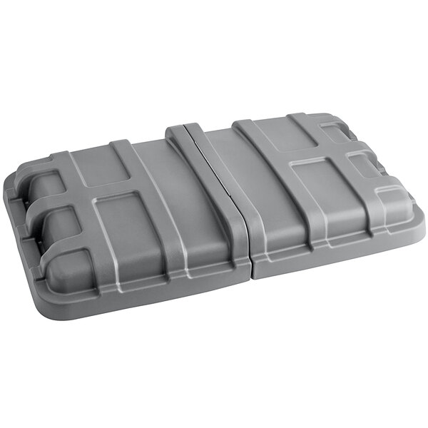 A gray plastic lid for a Lavex cube truck.