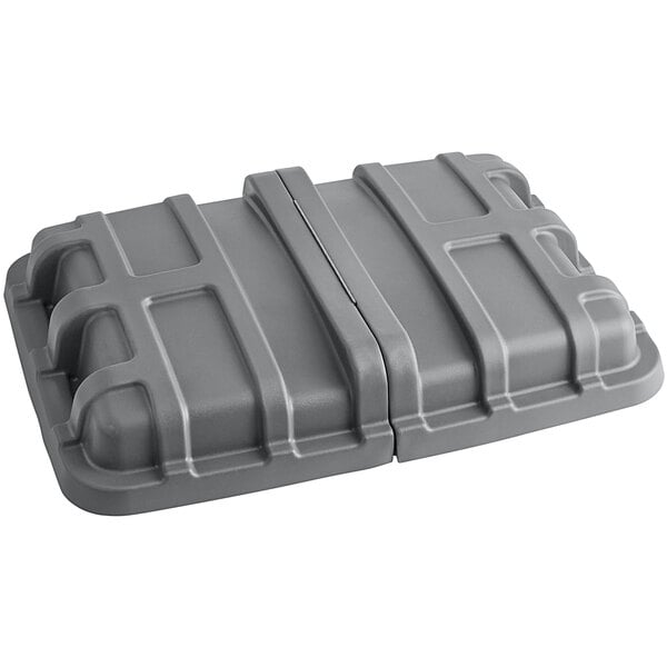 A grey plastic lid for a Lavex cube truck.