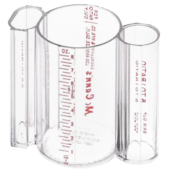 A clear cylinder with red text reading "Multiplex 99-9012 Brix Cup" with two clear measuring tubes inside.