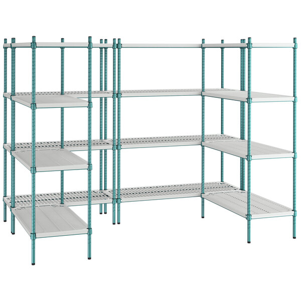 Regency NSF Green Epoxy 7' x 5' WalkIn 4Tier Shelving Unit Kit with