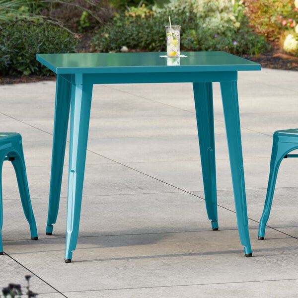 Lancaster Table & Seating Alloy Series 32" x 32" Teal Topaz Standard Height Outdoor Table