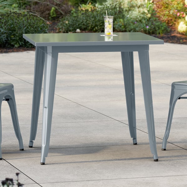 Lancaster Table & Seating Alloy Series 32" x 32" Charcoal Standard Height Outdoor Table
