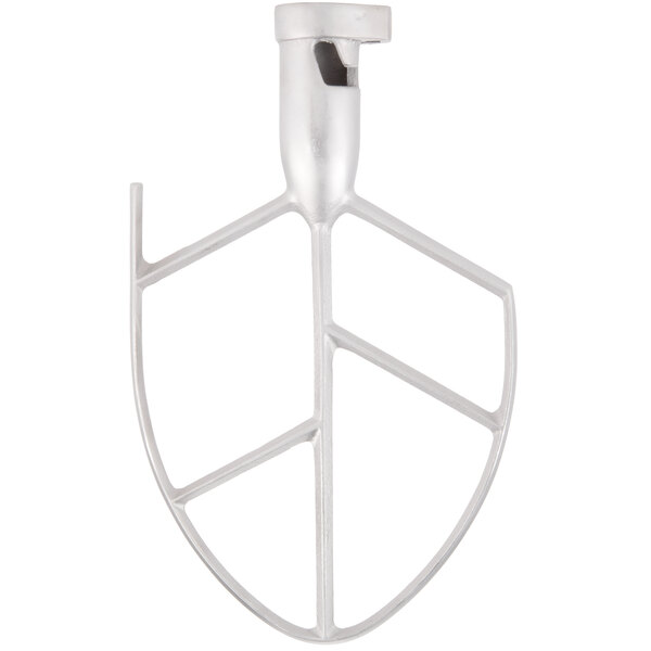 A silver cast aluminum flat beater for an Avantco mixer.