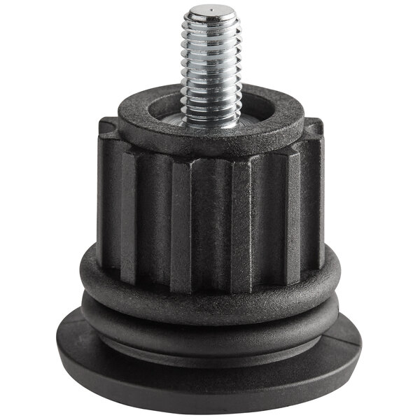 A black rubber leg with a silver bolt.