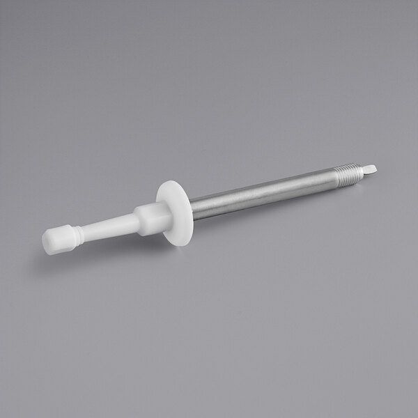 A metal rod with a white plastic tip.