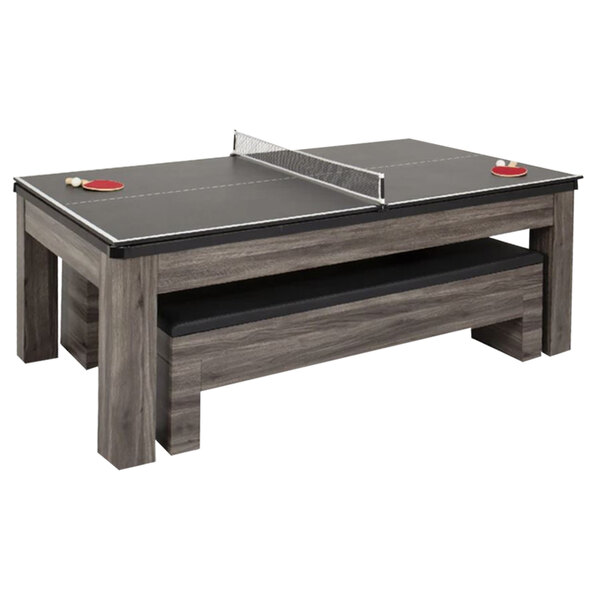 Atomic G05302W Hampton 7' Gray Wood Conversion Top Billiard / Ping Pong