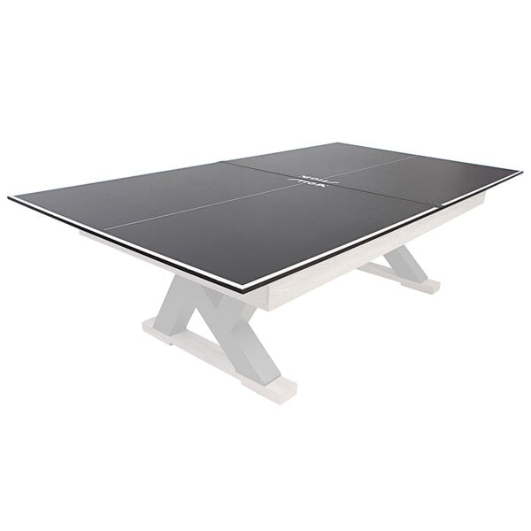 A black ping pong conversion top with white legs.
