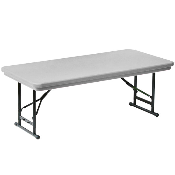 Correll Height Plastic Folding Table, 30" x 96" Adjustable, Granite Gray - R-Series