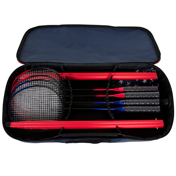 Triumph Sports – Set Badminton Rally Birdie Patriottico – 2 Racchette E 4 Volani – Borsa Inclusa