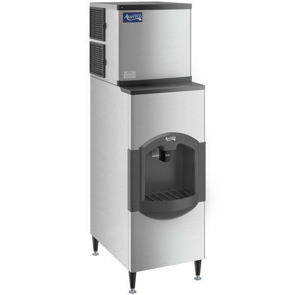 An Avantco stainless steel ice machine with a full cube ice dispenser.