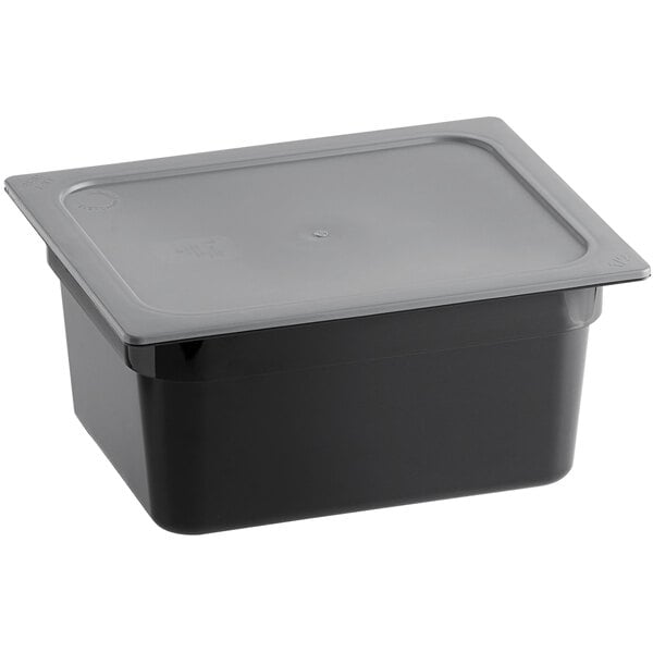 Vigor 1/2 Size 6 Deep Black Food Pan with Drain Tray and Secure Sealing  Cover