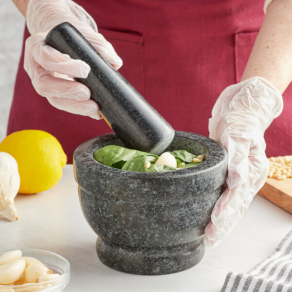 Fox Run 5 1/2" Black Granite Mortar and Pestle Set