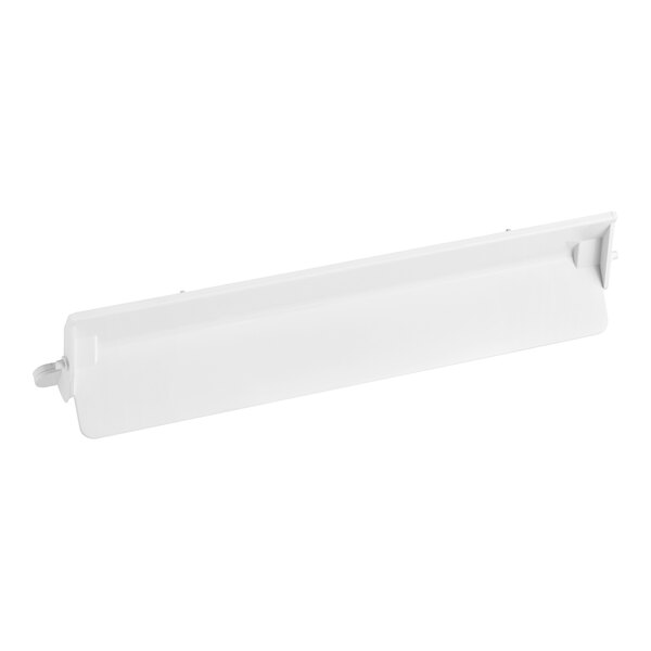 A white rectangular plastic shelf with a handle.
