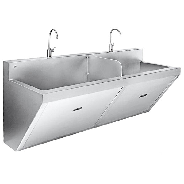 Just Manufacturing J7702S Stainless Steel Wall Hung Double Bowl