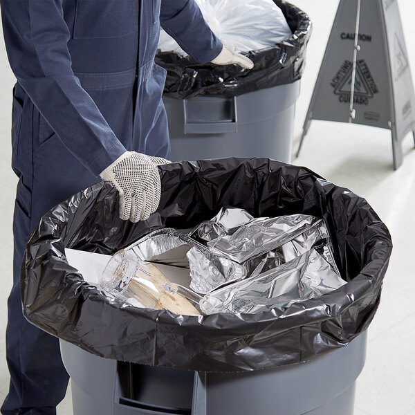 Lavex Pro 45 Gallon 3 Mil 40 x 46 Low Density Heavy-Duty Industrial  Contractor Black Trash Bag / Can Liner - 50/Case