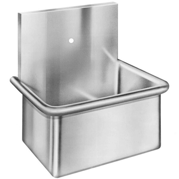 Just Manufacturing A186651 Stainless Steel Wall Hung Single Bowl Surgeon Scrub Sink with 1 Faucet Hole - 20" x 15" x 12" Bowl