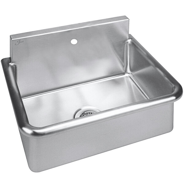 Just Manufacturing JS1221 Stainless Steel Wall Hung Single Bowl Surgeon Scrub Sink with 1 Faucet Hole - 22" x 16" x 10 1/2" Bowl