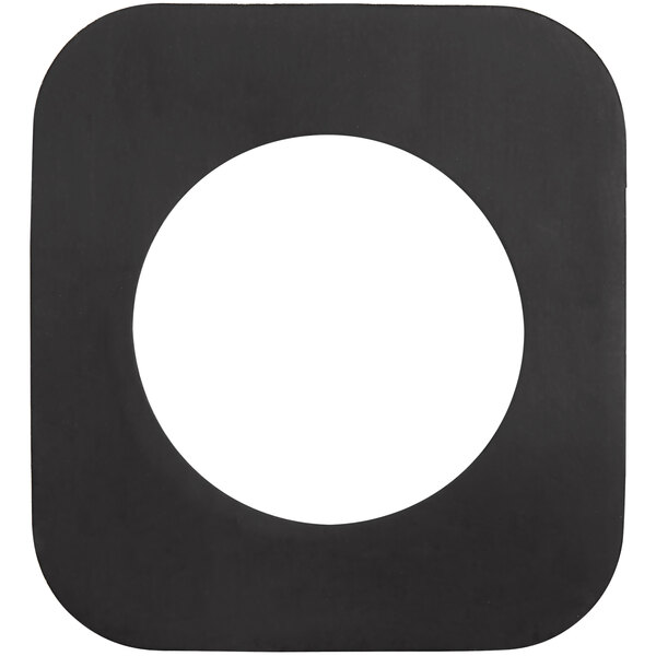 A black square with a white circle.