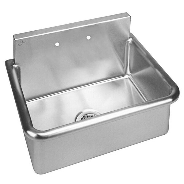 Just Manufacturing A186642 Stainless Steel Wall Hung Single Bowl Surgeon Scrub Sink with 2 Faucet Holes - 28" x 20" x 10 1/2" Bowl
