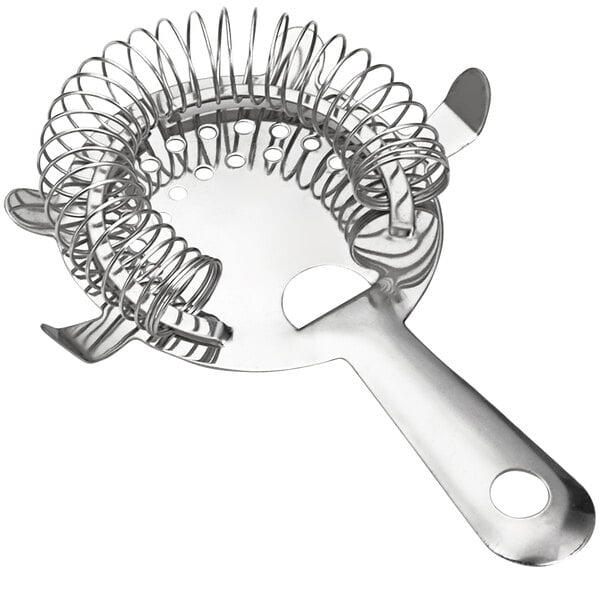 A Tablecraft stainless steel cocktail strainer with a metal handle.