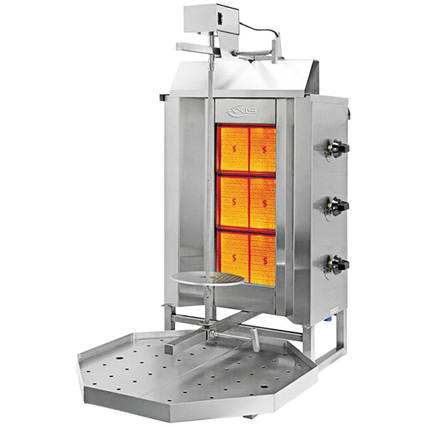 An Axis natural gas vertical broiler with 3 burners.