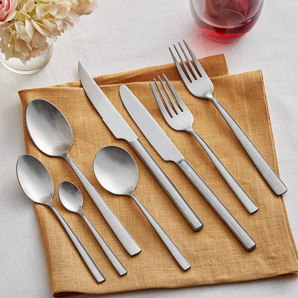 Acopa Petra 18/8 Distressed Stainless Steel Extra Heavy Weight Flatware