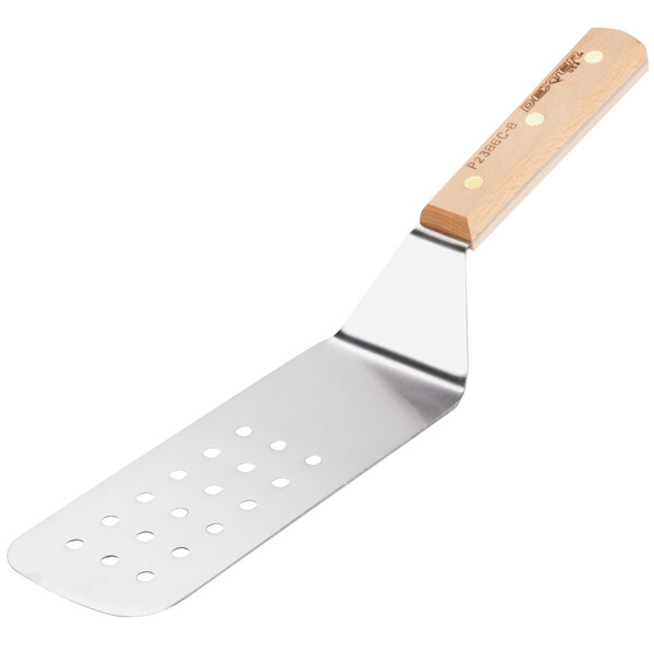 Perforated Turner Spatula with Wooden Handle Flexible Blade 8 x 3"