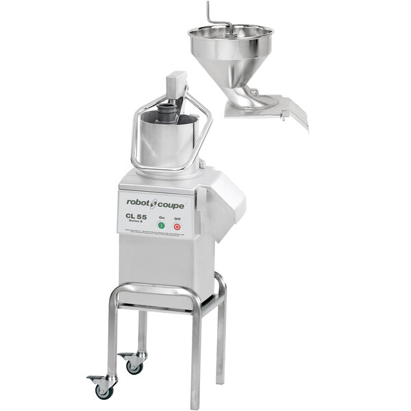Robot Coupe CL55 2 Feed-Heads Continuous Feed Food Processor with Full Moon Pusher Feed & Bulk Feed - 2 1/2 hp