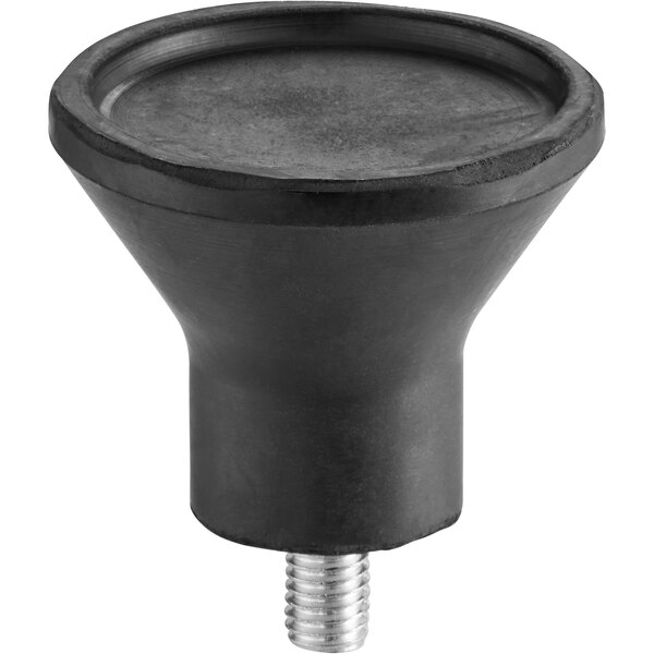 A black plastic foot with a screw for an Avantco PPC22 potato peeler.