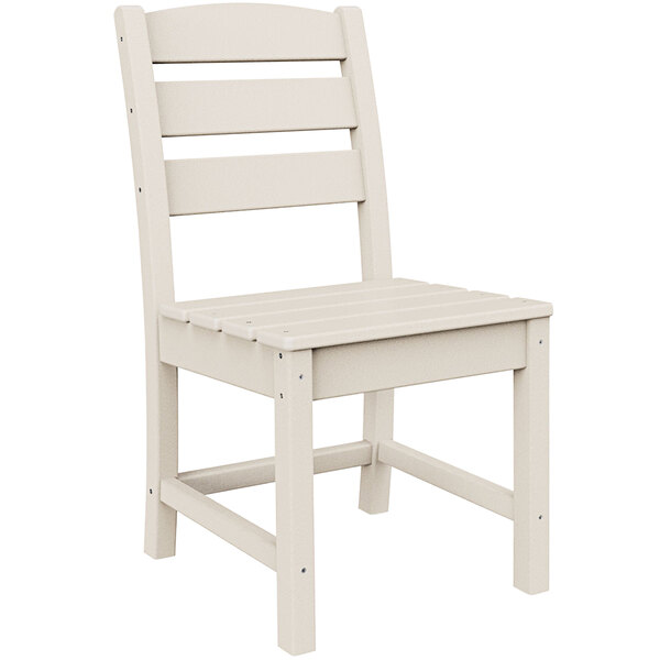 A white POLYWOOD Lakeside dining side chair.