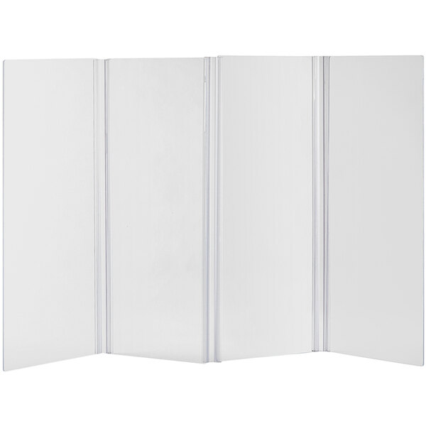 A white rectangular acrylic safety shield with a black border.