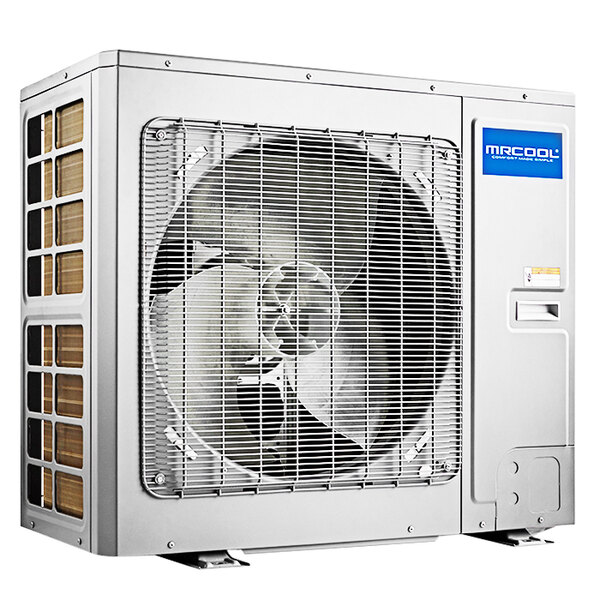 A MRCOOL Universal condenser with a large fan.