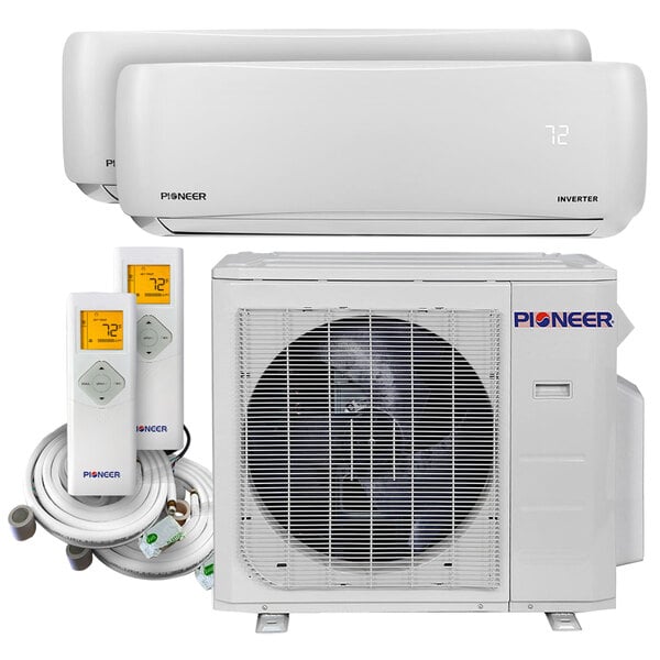 The Pioneer MS-M Dual Zone Wall Mounted Multi Split AC with a white rectangular object with a fan.