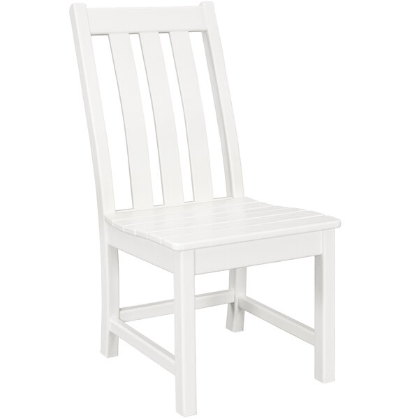 POLYWOOD Vineyard White Vertical Slat Back Dining Side Chair