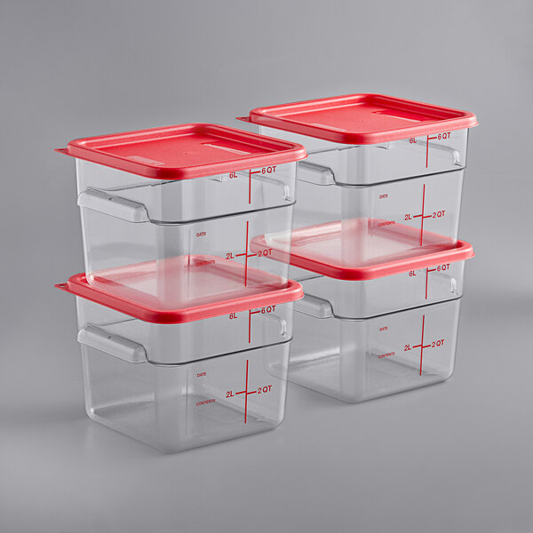 Vigor 6 Qt. Clear Square Polycarbonate Food Storage Container and