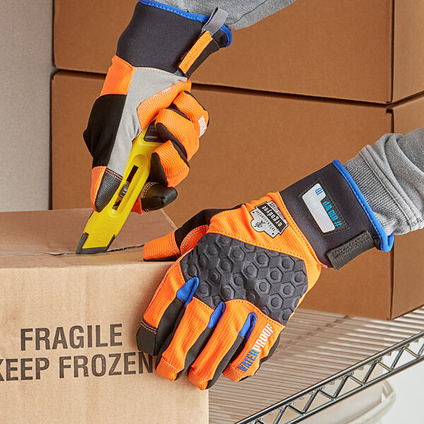 Ergodyne ProFlex 818WP Orange Thermal Waterproof Work Gloves with Tena-Grip