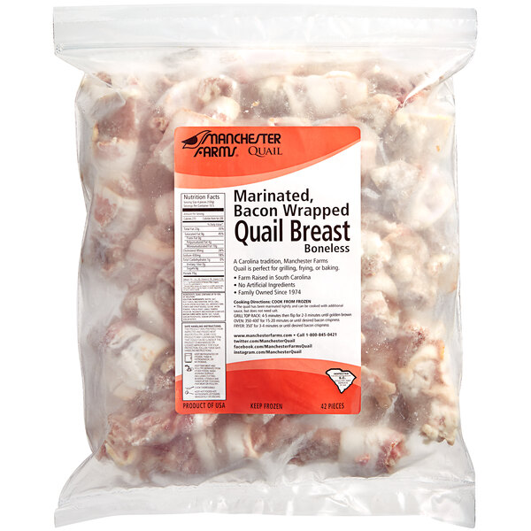 Manchester Farms 1 oz. Bacon Wrapped Quail Breast 80/Case